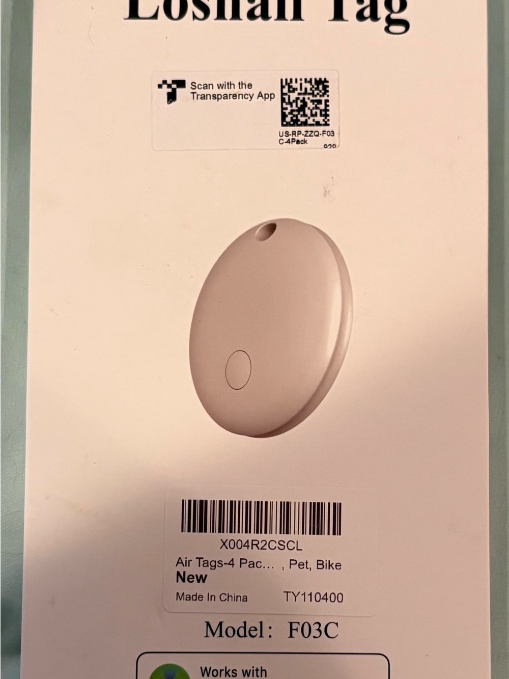 Round Silicone Air Tag Key Fob - Light Pink